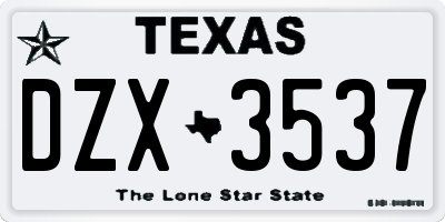TX license plate DZX3537