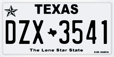 TX license plate DZX3541