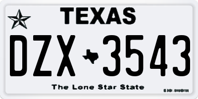 TX license plate DZX3543
