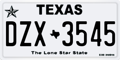 TX license plate DZX3545