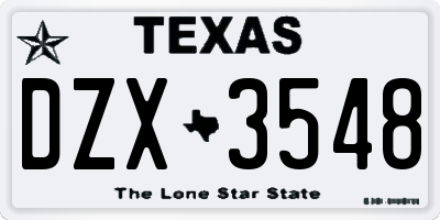 TX license plate DZX3548