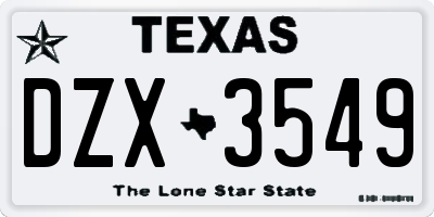 TX license plate DZX3549