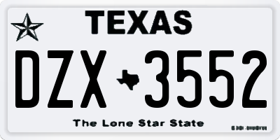 TX license plate DZX3552