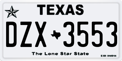 TX license plate DZX3553