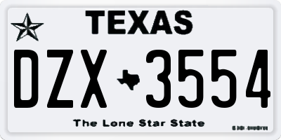 TX license plate DZX3554