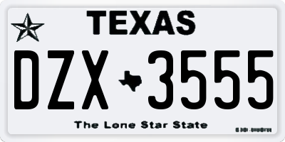 TX license plate DZX3555