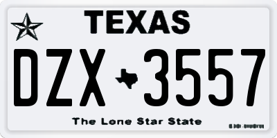 TX license plate DZX3557