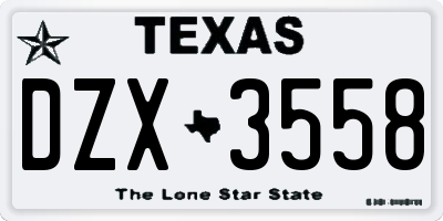 TX license plate DZX3558