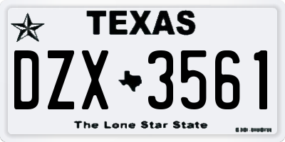 TX license plate DZX3561