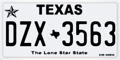TX license plate DZX3563