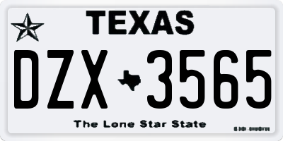 TX license plate DZX3565