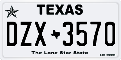 TX license plate DZX3570