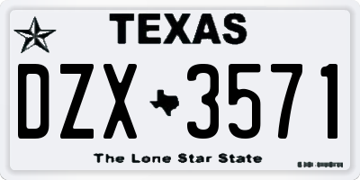 TX license plate DZX3571