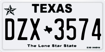 TX license plate DZX3574