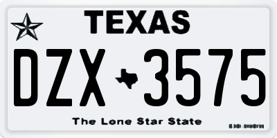 TX license plate DZX3575