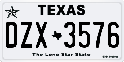 TX license plate DZX3576