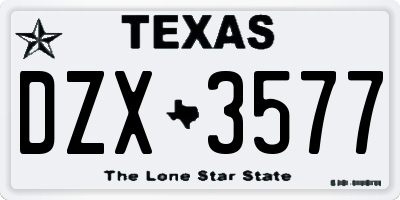 TX license plate DZX3577