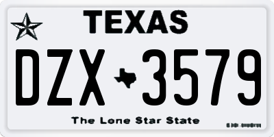 TX license plate DZX3579