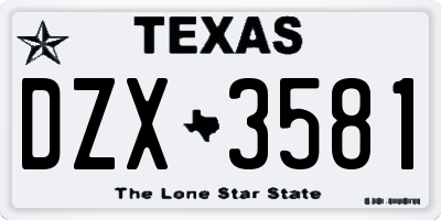 TX license plate DZX3581