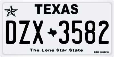 TX license plate DZX3582