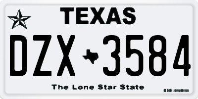 TX license plate DZX3584