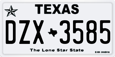 TX license plate DZX3585