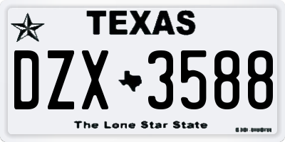 TX license plate DZX3588