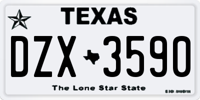 TX license plate DZX3590