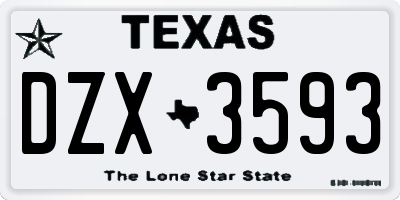 TX license plate DZX3593