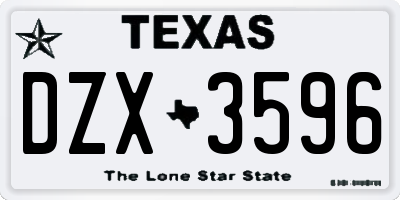 TX license plate DZX3596