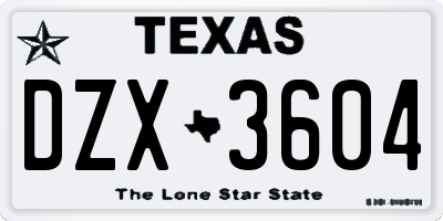 TX license plate DZX3604