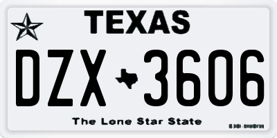 TX license plate DZX3606