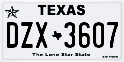 TX license plate DZX3607