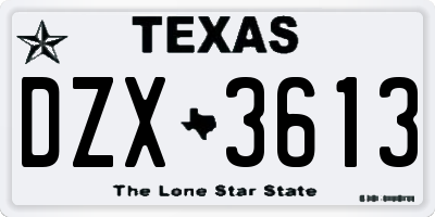 TX license plate DZX3613