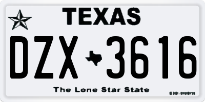 TX license plate DZX3616