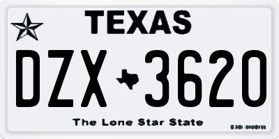 TX license plate DZX3620