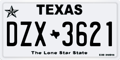 TX license plate DZX3621