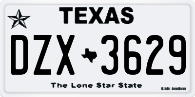 TX license plate DZX3629