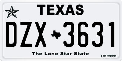 TX license plate DZX3631