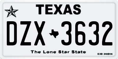 TX license plate DZX3632
