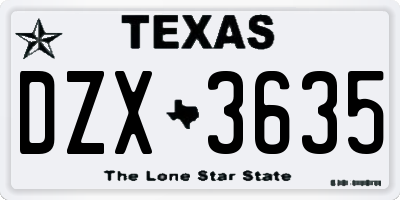 TX license plate DZX3635