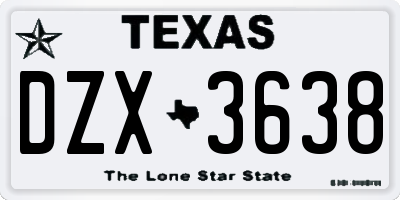 TX license plate DZX3638