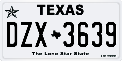 TX license plate DZX3639