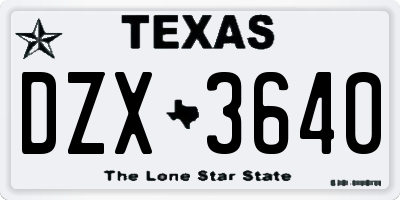 TX license plate DZX3640