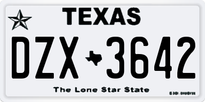 TX license plate DZX3642