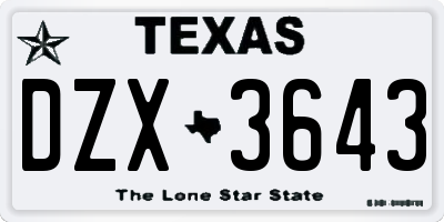 TX license plate DZX3643