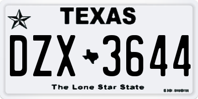 TX license plate DZX3644