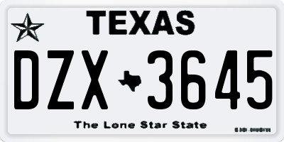 TX license plate DZX3645