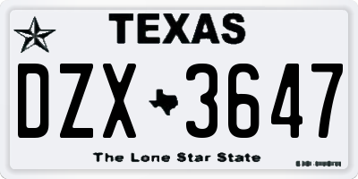TX license plate DZX3647