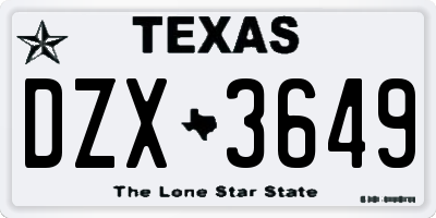 TX license plate DZX3649